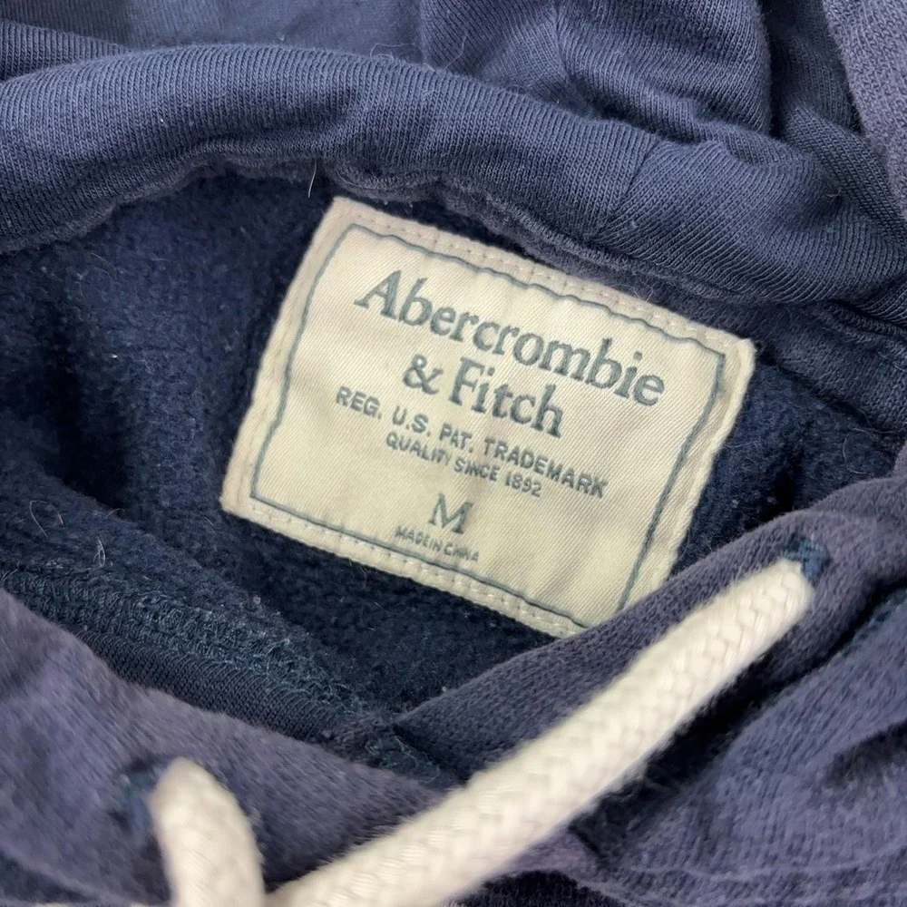 Abercrombie & Fitch Hoodie Women Medium Blue Pullover Fleece Kangaroo Pocket Y2K